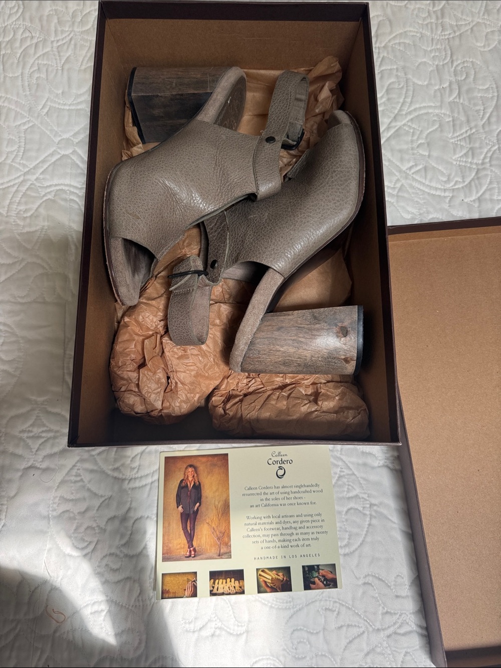 Cordero Taupe Leather Slingback Heels